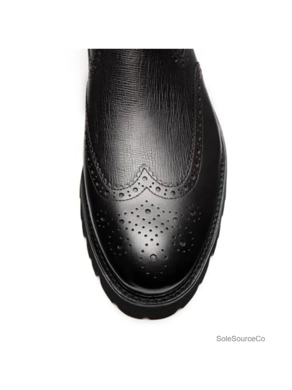 Men's Wingtip Leather Chelsea Dress Boots Pull-On
